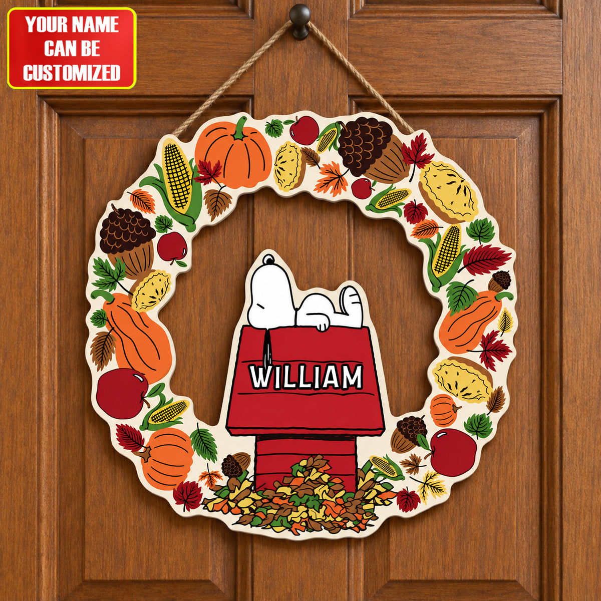 Personalized Autumn Beagle Wood Sign – Custom Name Fall Home Decor