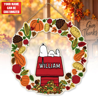 Personalized Autumn Beagle Wood Sign – Custom Name Fall Home Decor