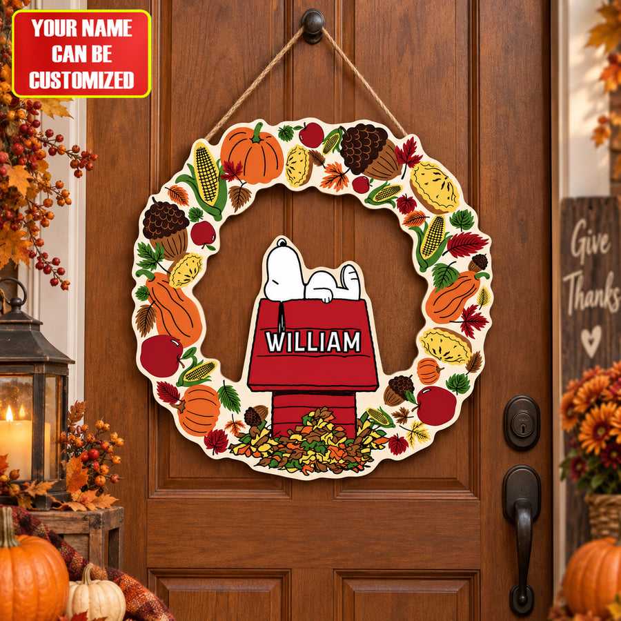 Personalized Autumn Beagle Wood Sign – Custom Name Fall Home Decor