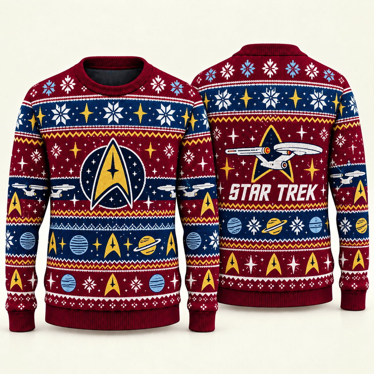 Galactic Explorer Ugly Christmas Sweater – Retro Sci-Fi Holiday Sweater