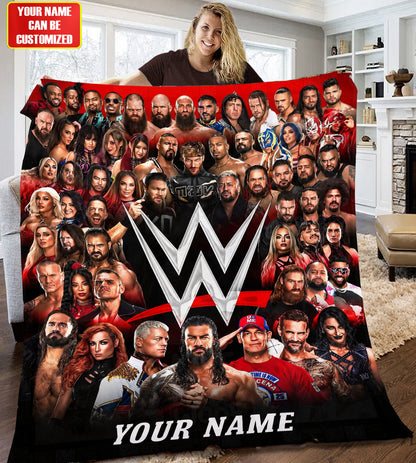 Personalized Wrestling Legends Blanket – Custom Name Pro Wrestling Fan Gift