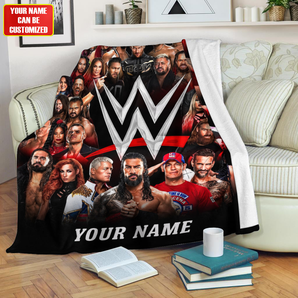 Personalized Wrestling Legends Blanket – Custom Name Pro Wrestling Fan Gift
