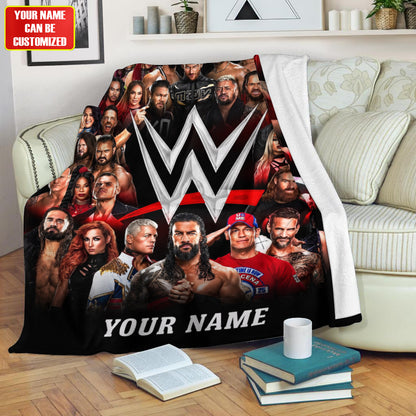 Personalized Wrestling Legends Blanket – Custom Name Pro Wrestling Fan Gift
