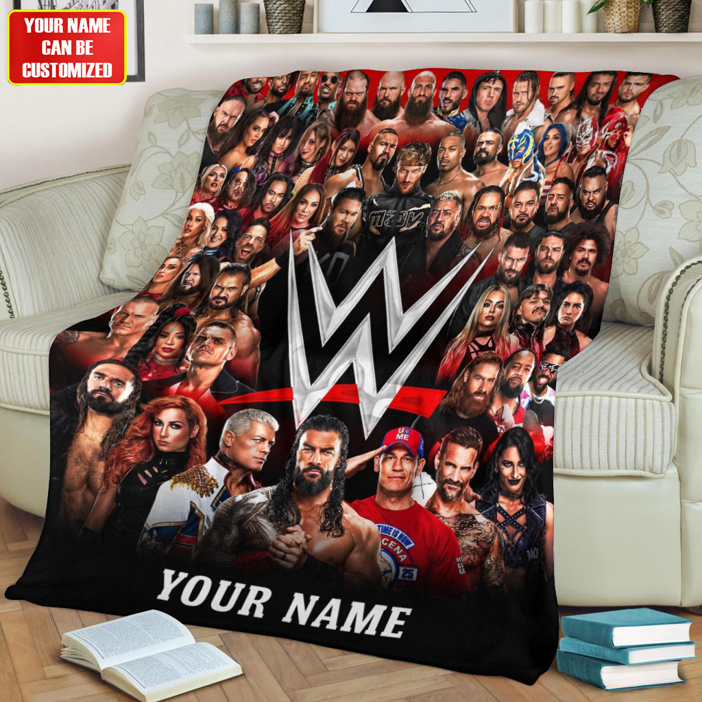Personalized Wrestling Legends Blanket – Custom Name Pro Wrestling Fan Gift