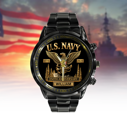 U.S Navy 250th Anniversary - Personalized Veteran Hand Watch