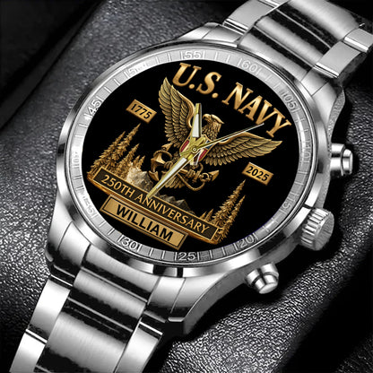 U.S Navy 250th Anniversary - Personalized Veteran Hand Watch