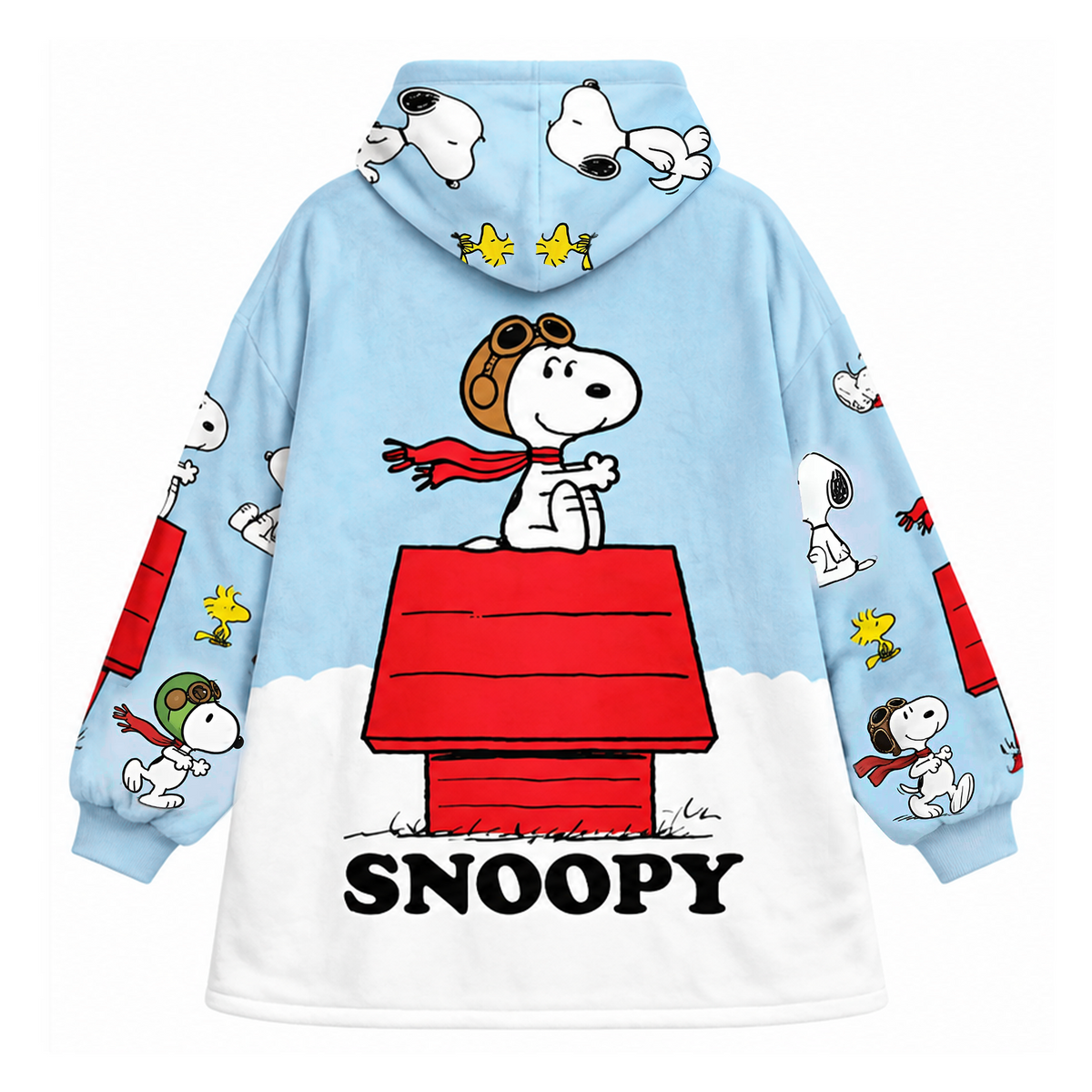 Cozy Rooftop Puppy Hoodie Blanket – Cute Cartoon Dog Wearable Blanket