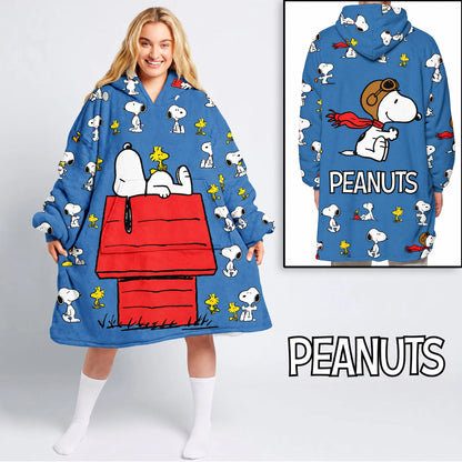 Flying Puppy Adventure Hoodie Blanket – Cozy Cartoon Dog Wearable Blanket