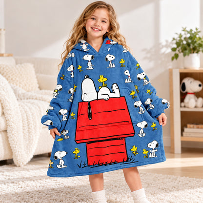 Flying Puppy Adventure Hoodie Blanket – Cozy Cartoon Dog Wearable Blanket