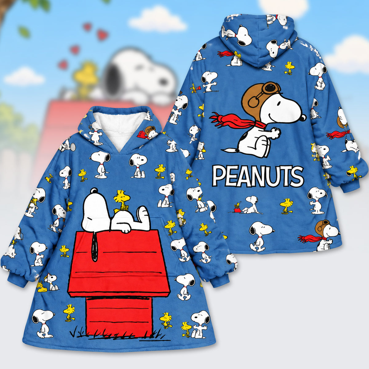 Flying Puppy Adventure Hoodie Blanket – Cozy Cartoon Dog Wearable Blanket