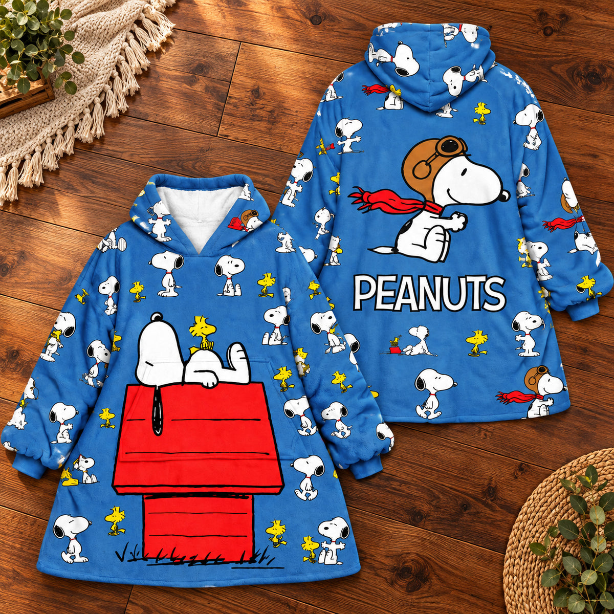Flying Puppy Adventure Hoodie Blanket – Cozy Cartoon Dog Wearable Blanket