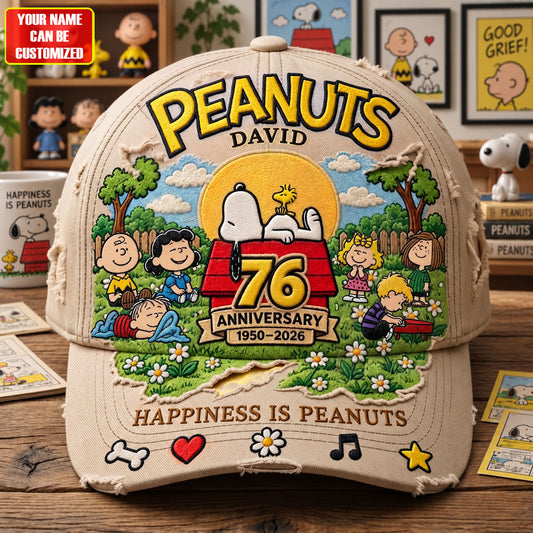 Happiness Is Friendship 76th Anniversary – Personalized Vintage Cartoon Friends Cap