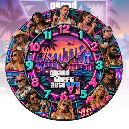 Neon Crime City Legends Wall Clock – Urban Action Adventure Collector Clock