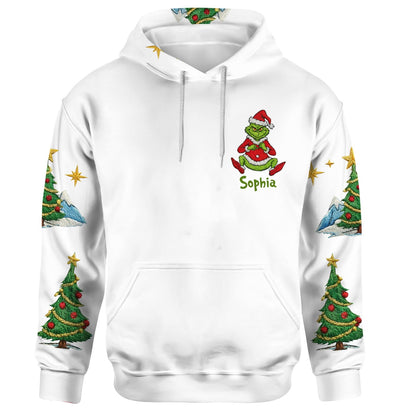Mischievous Green Christmas Monster - Personalized Stole Christmas Hoodie and Leggings
