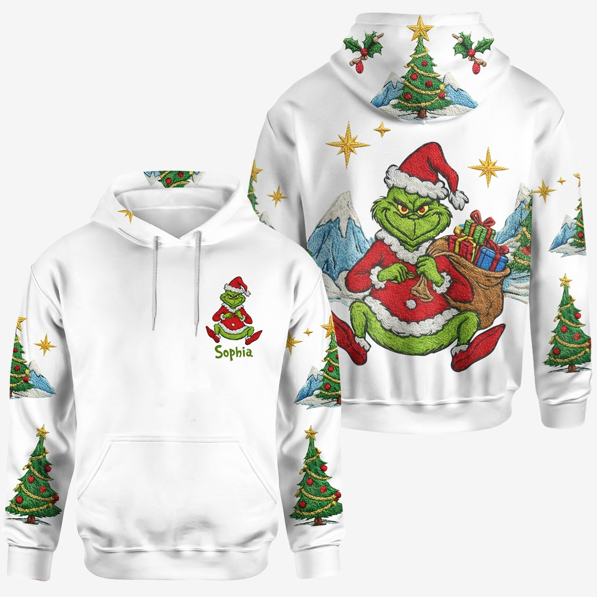 Mischievous Green Christmas Monster - Personalized Stole Christmas Hoodie and Leggings