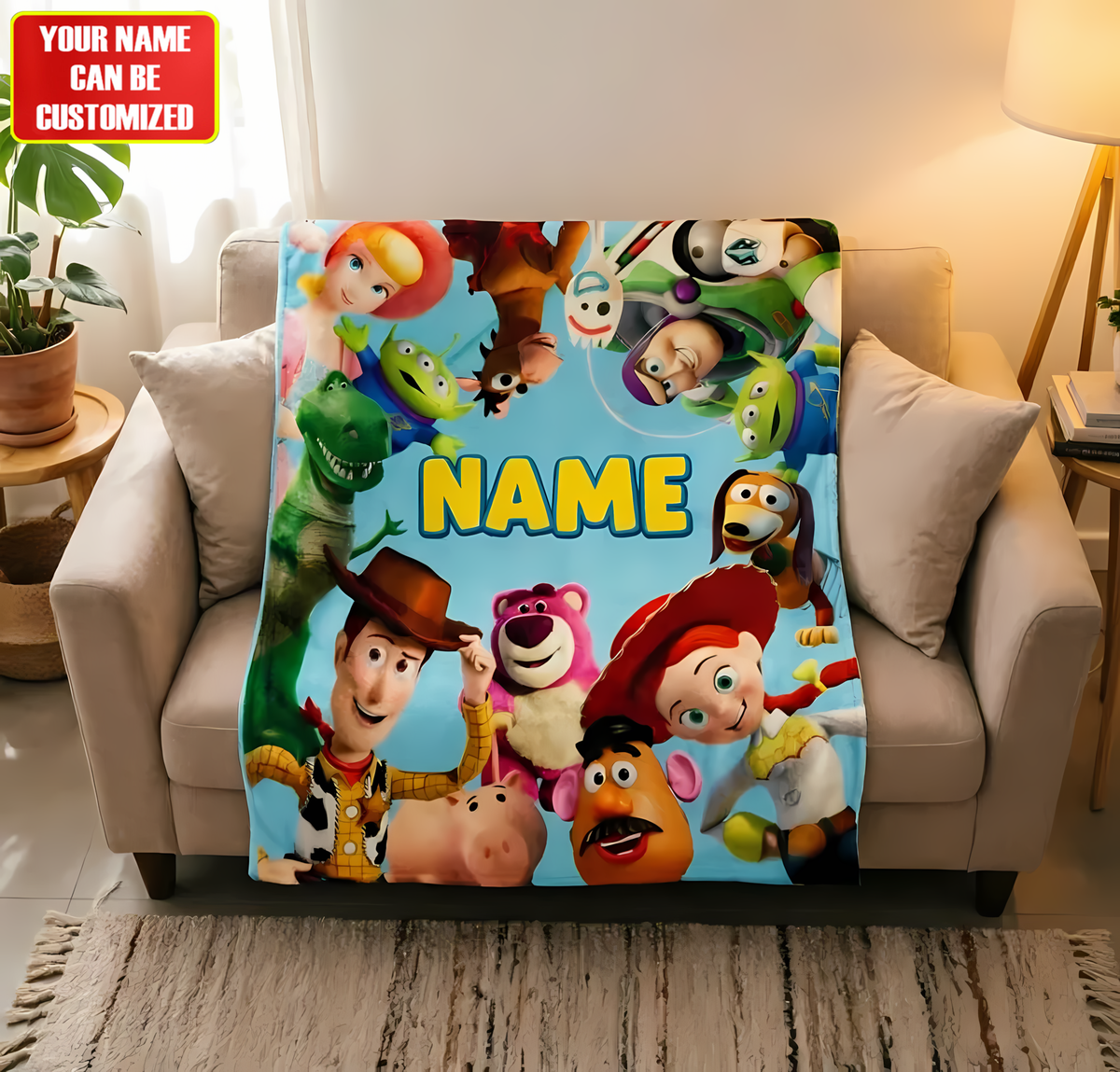 Toy Adventure Friends Blanket – Custom Name Kids Movie Fan Gift