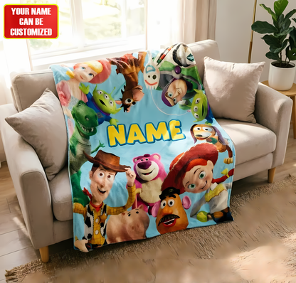 Toy Adventure Friends Blanket – Custom Name Kids Movie Fan Gift
