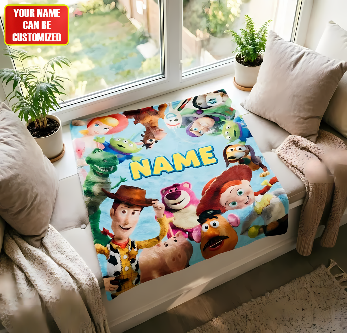 Toy Adventure Friends Blanket – Custom Name Kids Movie Fan Gift