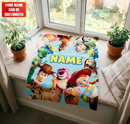 Toy Adventure Friends Blanket – Custom Name Kids Movie Fan Gift