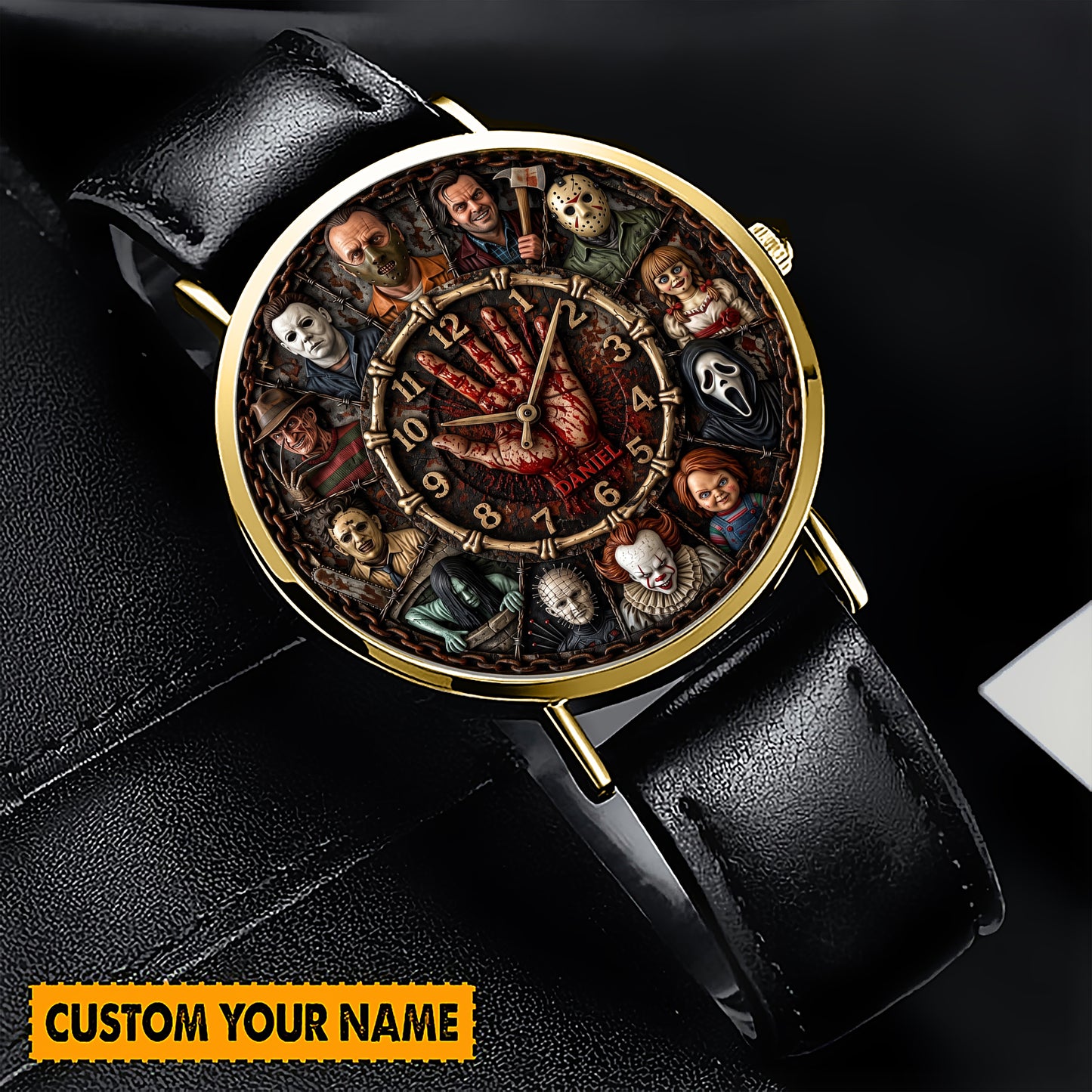 Scary Time - Personalized Horror Character Leather Watch