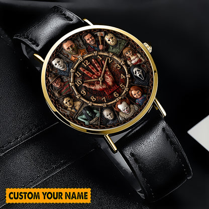 Scary Time - Personalized Horror Character Leather Watch
