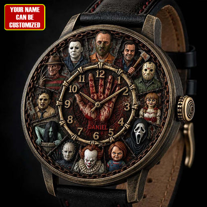 Scary Time - Personalized Horror Character Leather Watch