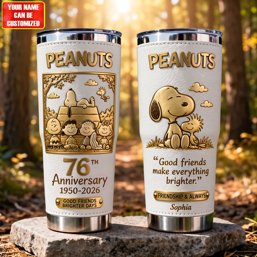 Golden Friendship 76th Anniversary – Personalized Cartoon Friends Tumbler