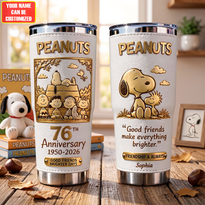 Golden Friendship 76th Anniversary – Personalized Cartoon Friends Tumbler