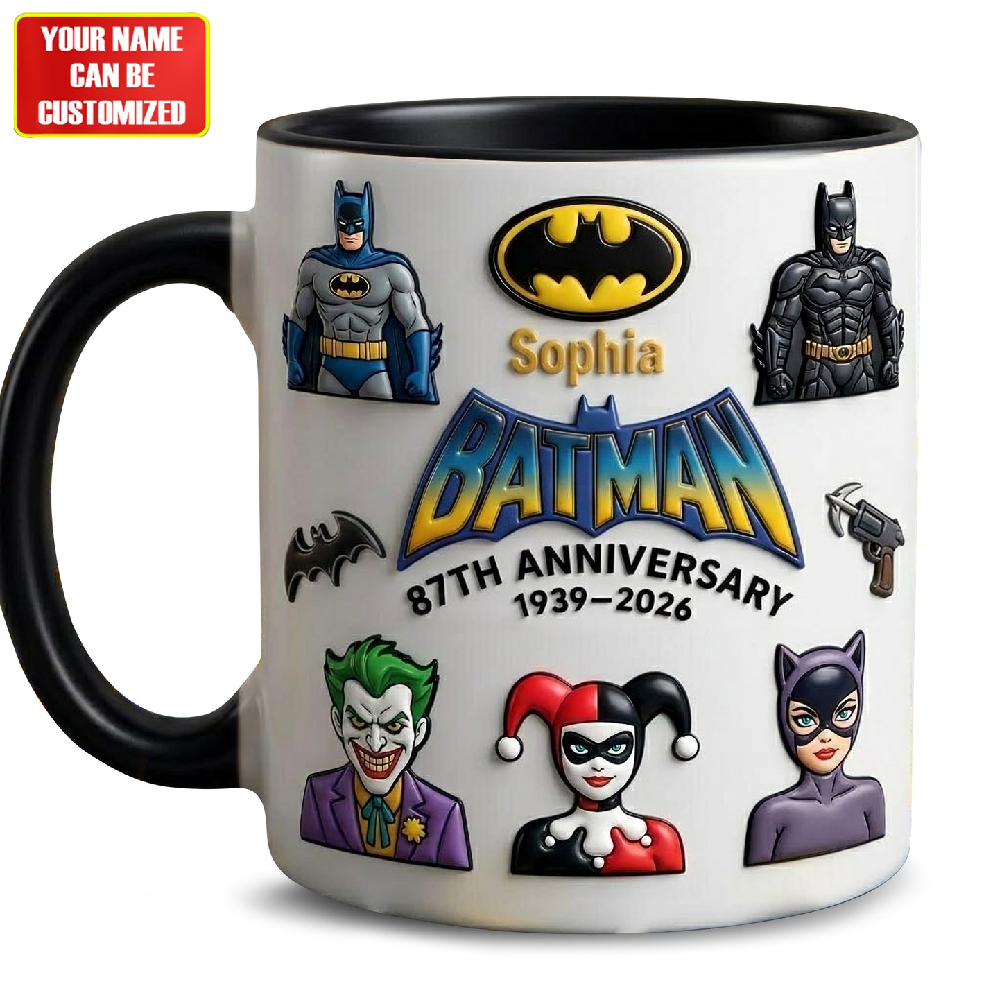 Dark Knight Personalized Mug – Hero Comic Style Custom Name Coffee Cup