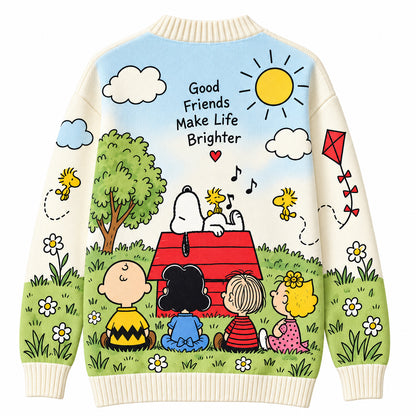 Classic Comic Friends Cardigan – Cute Puppy & Friends Knit Sweater