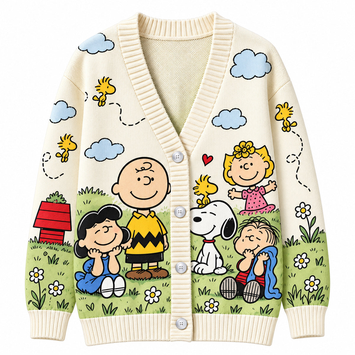 Classic Comic Friends Cardigan – Cute Puppy & Friends Knit Sweater
