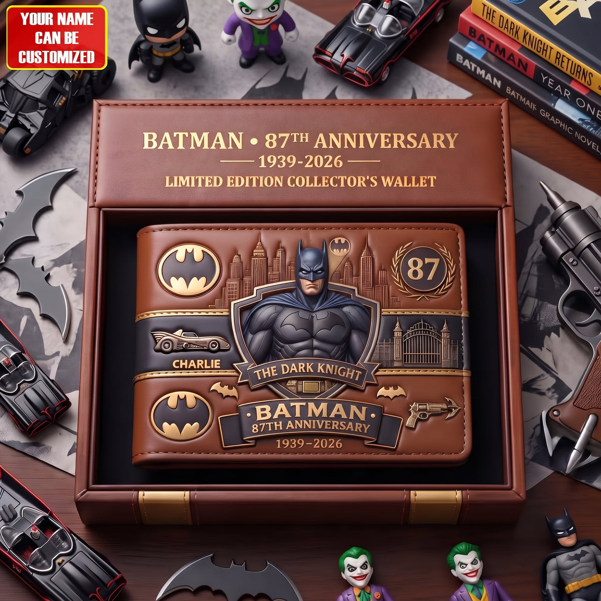 Dark Knight Anniversary Wallet – Custom Name Collector Gift