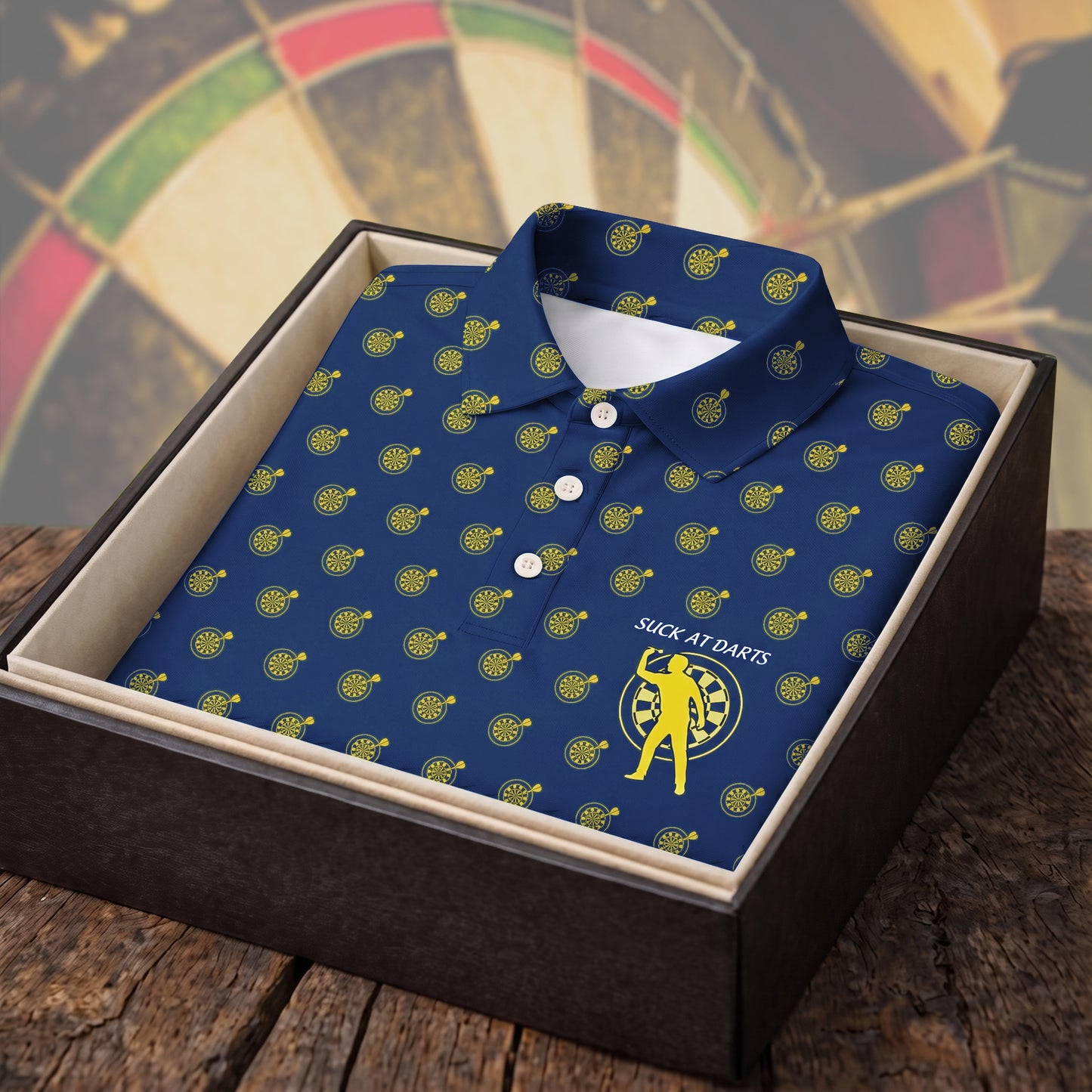 Funny Darts Polo Shirt – “Suck At Darts” Graphic Darts Polo, Casual Sport Gift