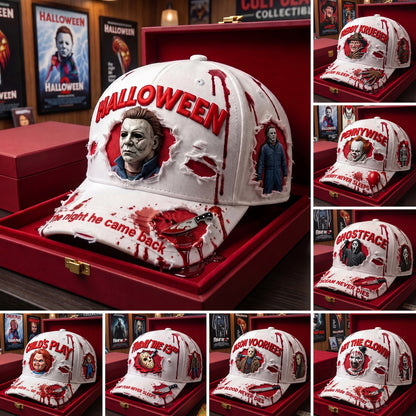 Classic Horror Icons Distressed Cap – Scary Movie Fan Gift