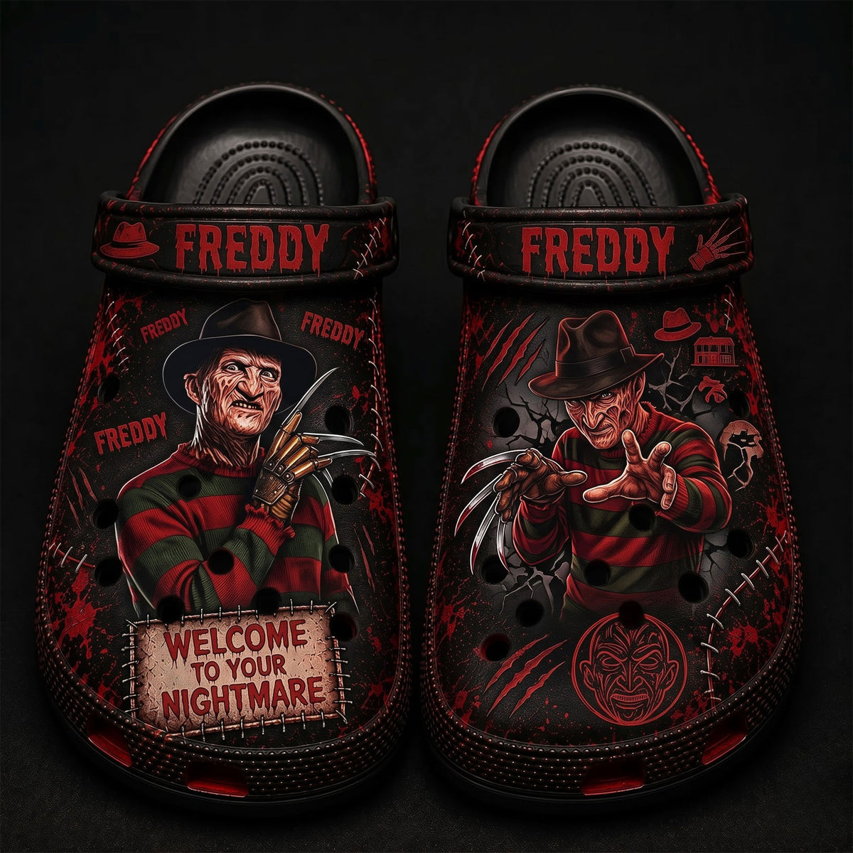 Midnight Dream Stalker Clogs – Spooky Horror Slip-On Clogs