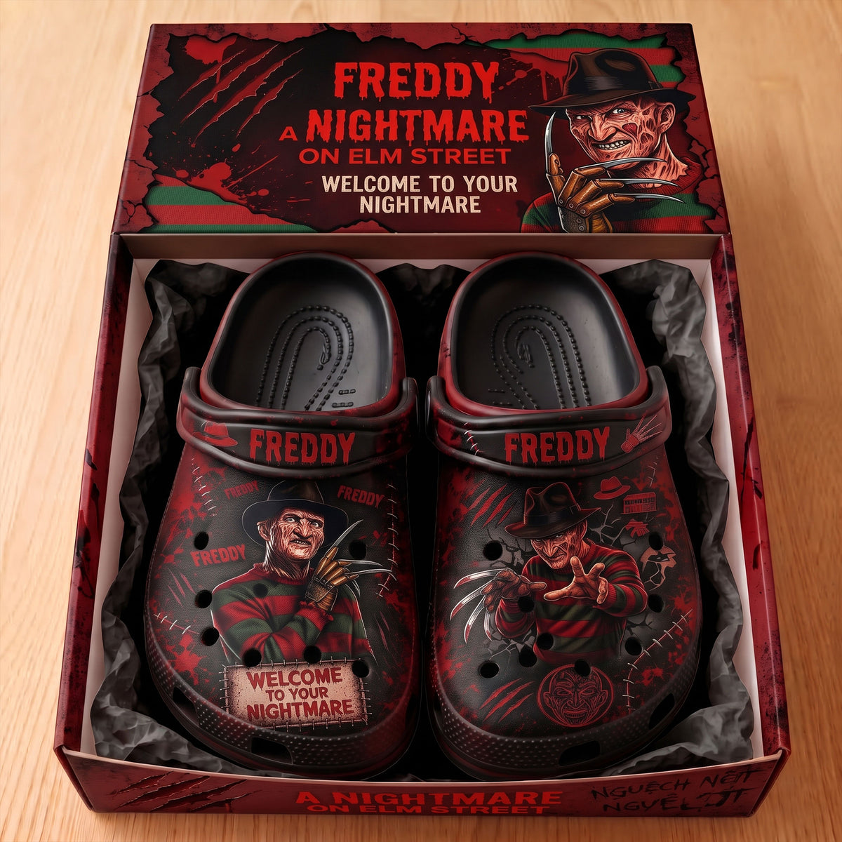 Midnight Dream Stalker Clogs – Spooky Horror Slip-On Clogs