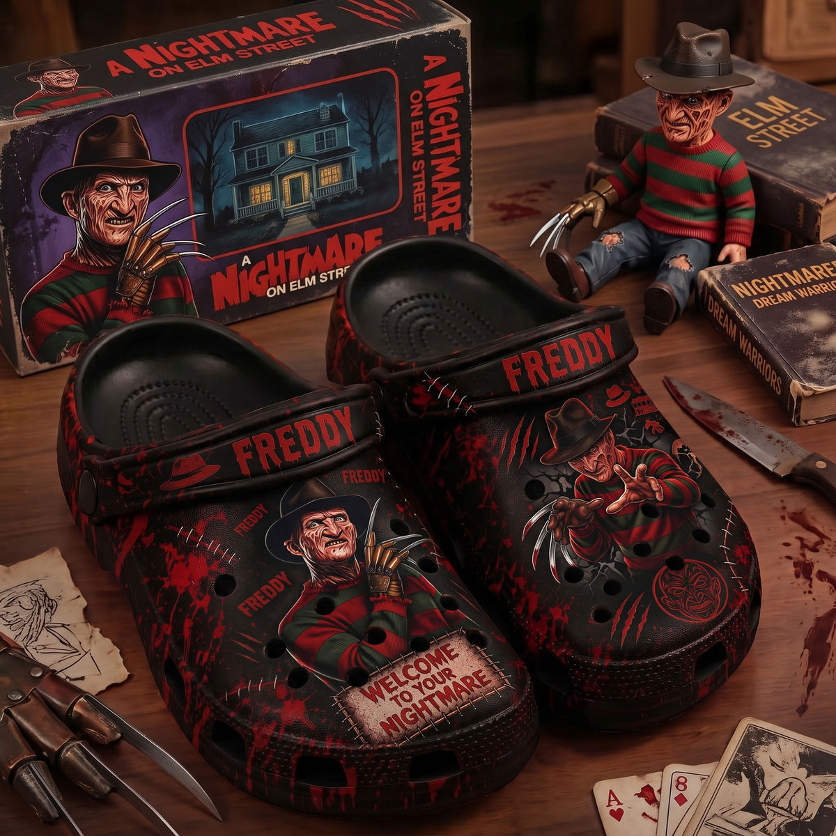 Midnight Dream Stalker Clogs – Spooky Horror Slip-On Clogs