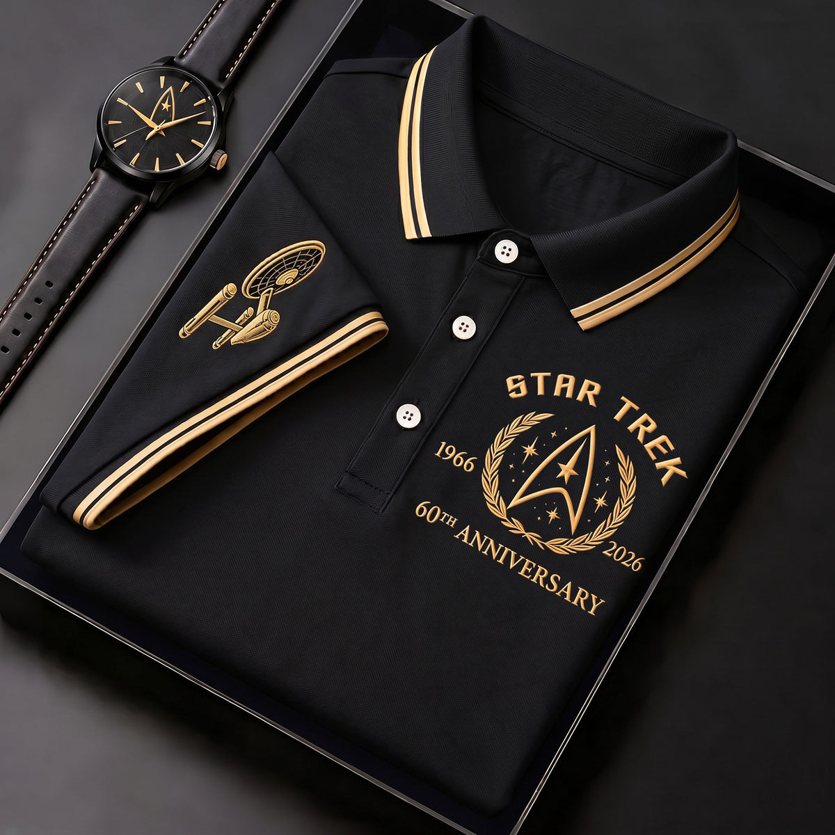 Cosmic Fleet 60th Anniversary Polo Shirt – Retro Space Explorer Anniversary Shirt