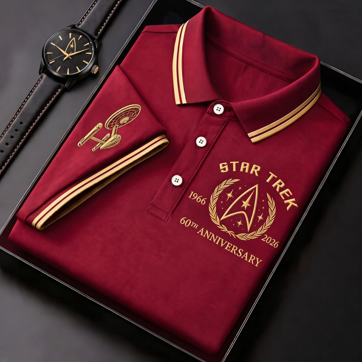 Cosmic Fleet 60th Anniversary Polo Shirt – Retro Space Explorer Anniversary Shirt