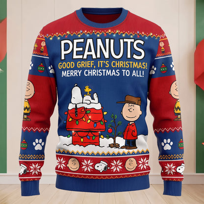Classic Comic Puppy Christmas Ugly Sweater