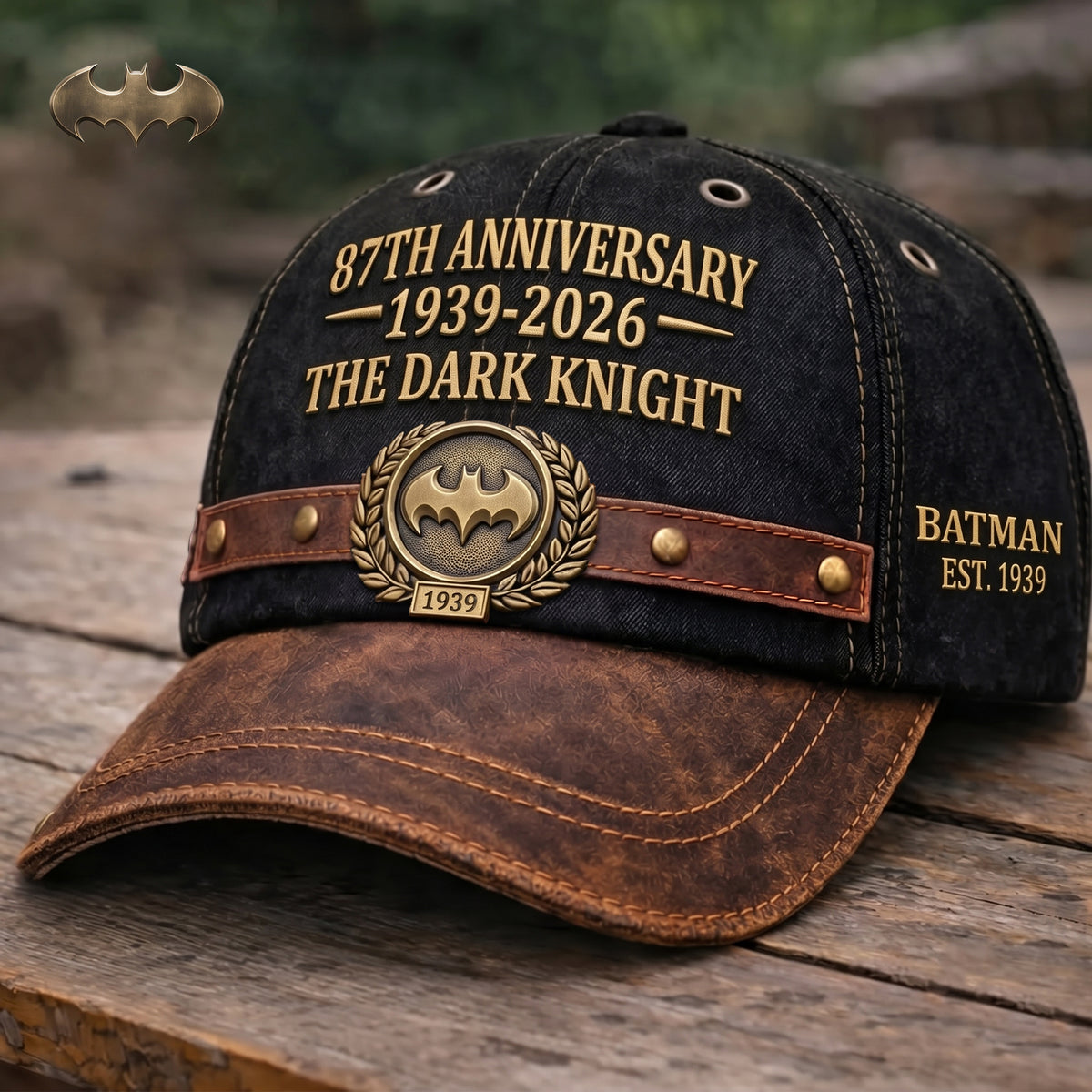 Dark Knight 87th Anniversary Cap – Vintage Black Brown Collector Hat