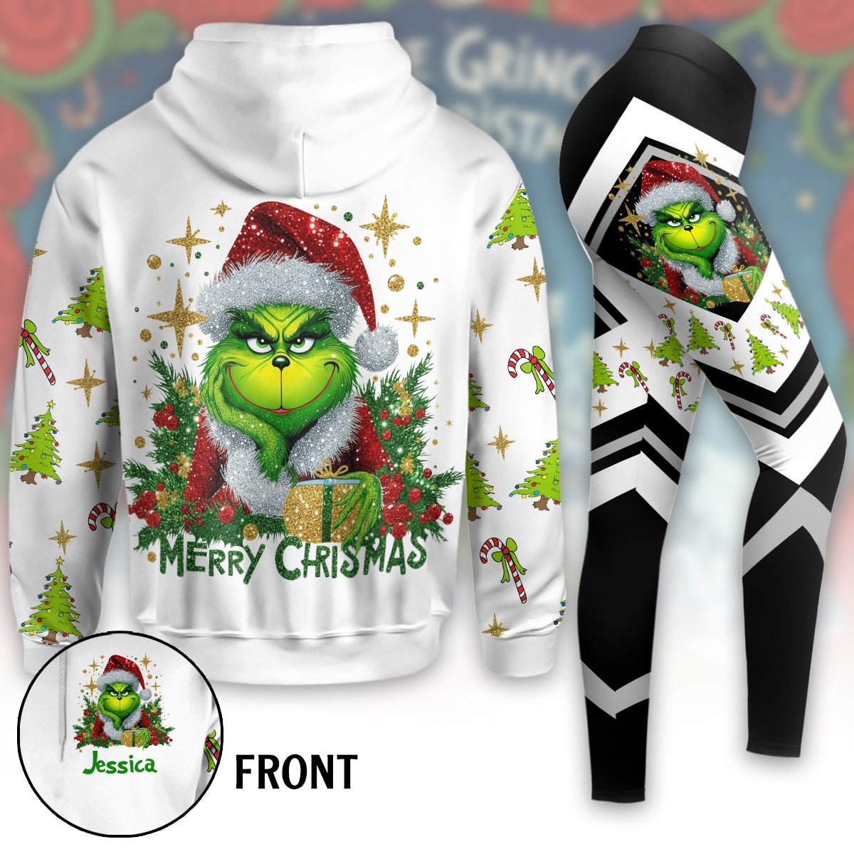Funny Green Monster - Personalized Green Monster Hoodie and Leggings