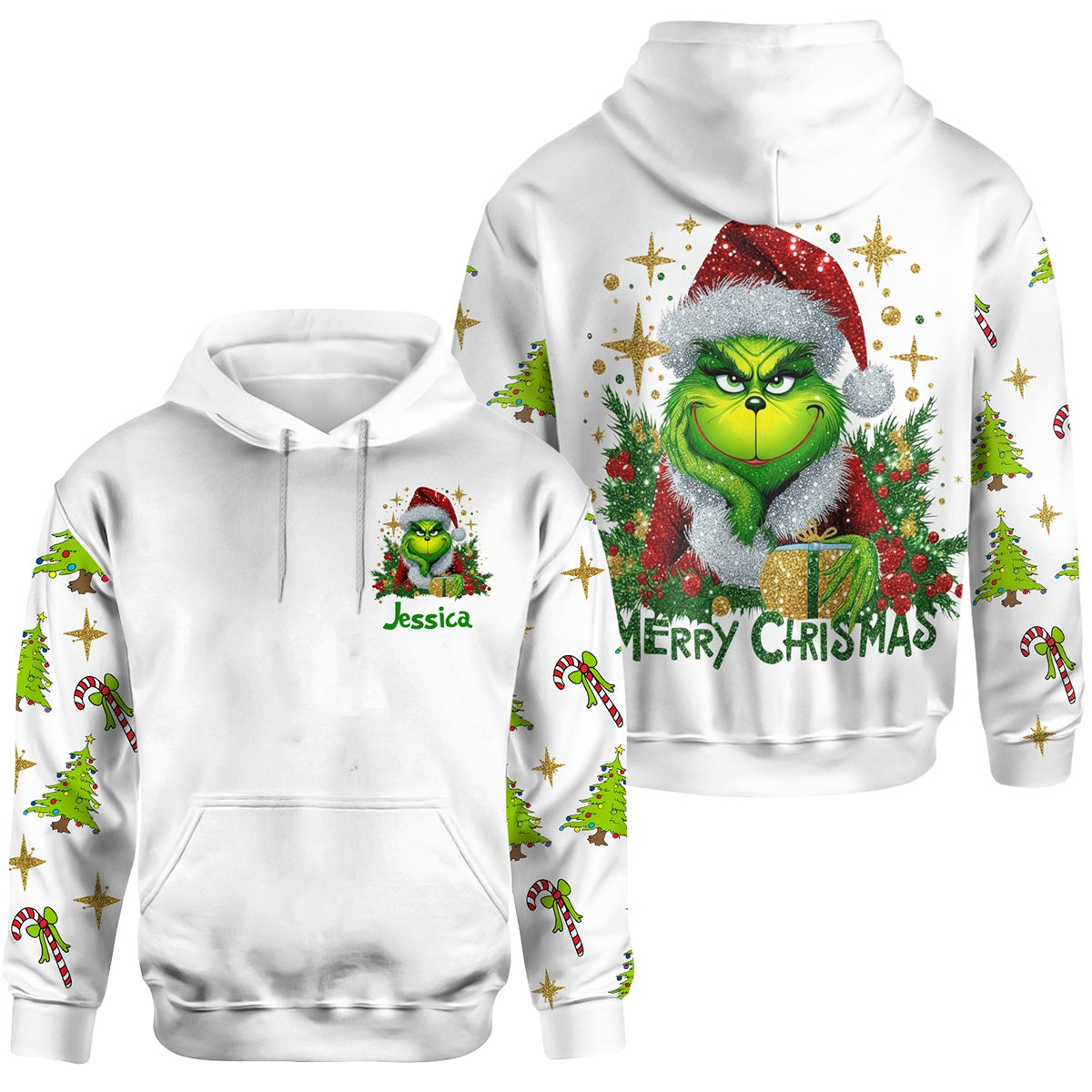 Funny Green Monster - Personalized Green Monster Hoodie and Leggings