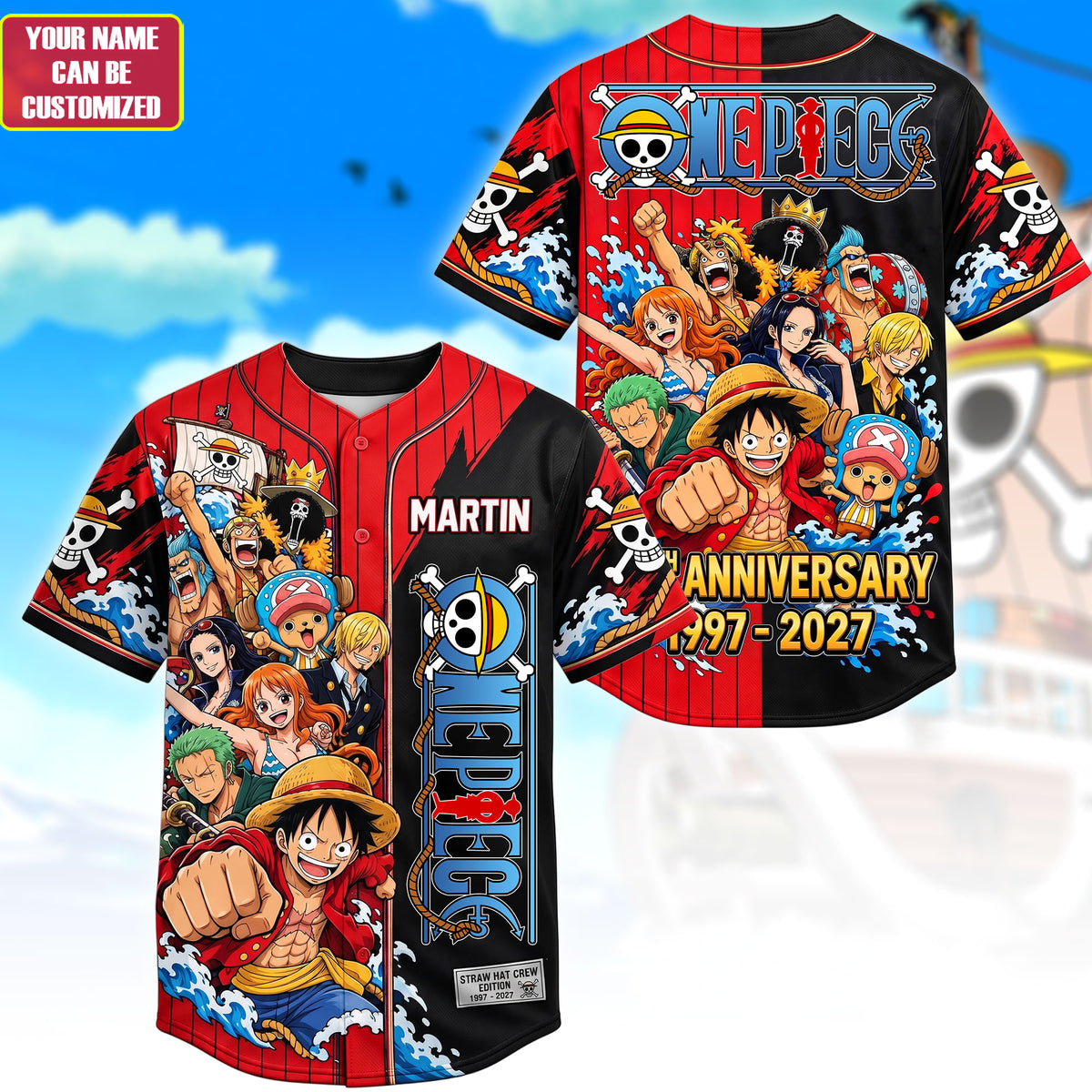 Grand Pirate Crew Anniversary Baseball Jersey – Personalized Ocean Adventure Fan Shirt