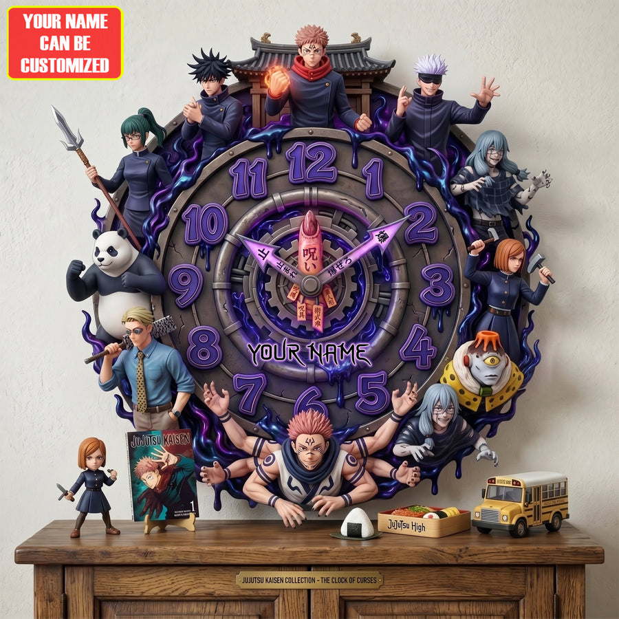Anime Mystic Curse Fighters Acrylic Hanging Wall Clock - Personalized Gifts For Anime Lovers