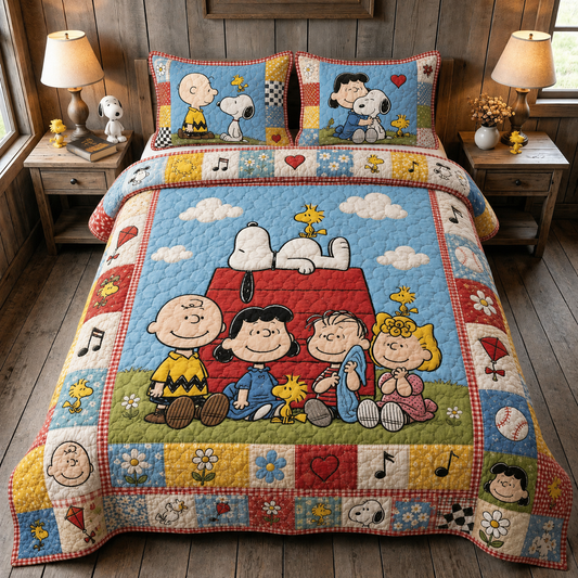 Classic Comic Friends Quilt Set – Cozy Cartoon Bedding Gift