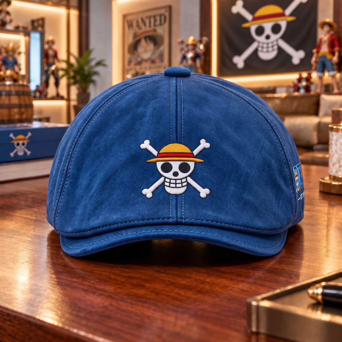 Straw Hat Pirate Adventure Cap – Vintage Blue Ocean Explorer Flat Hat