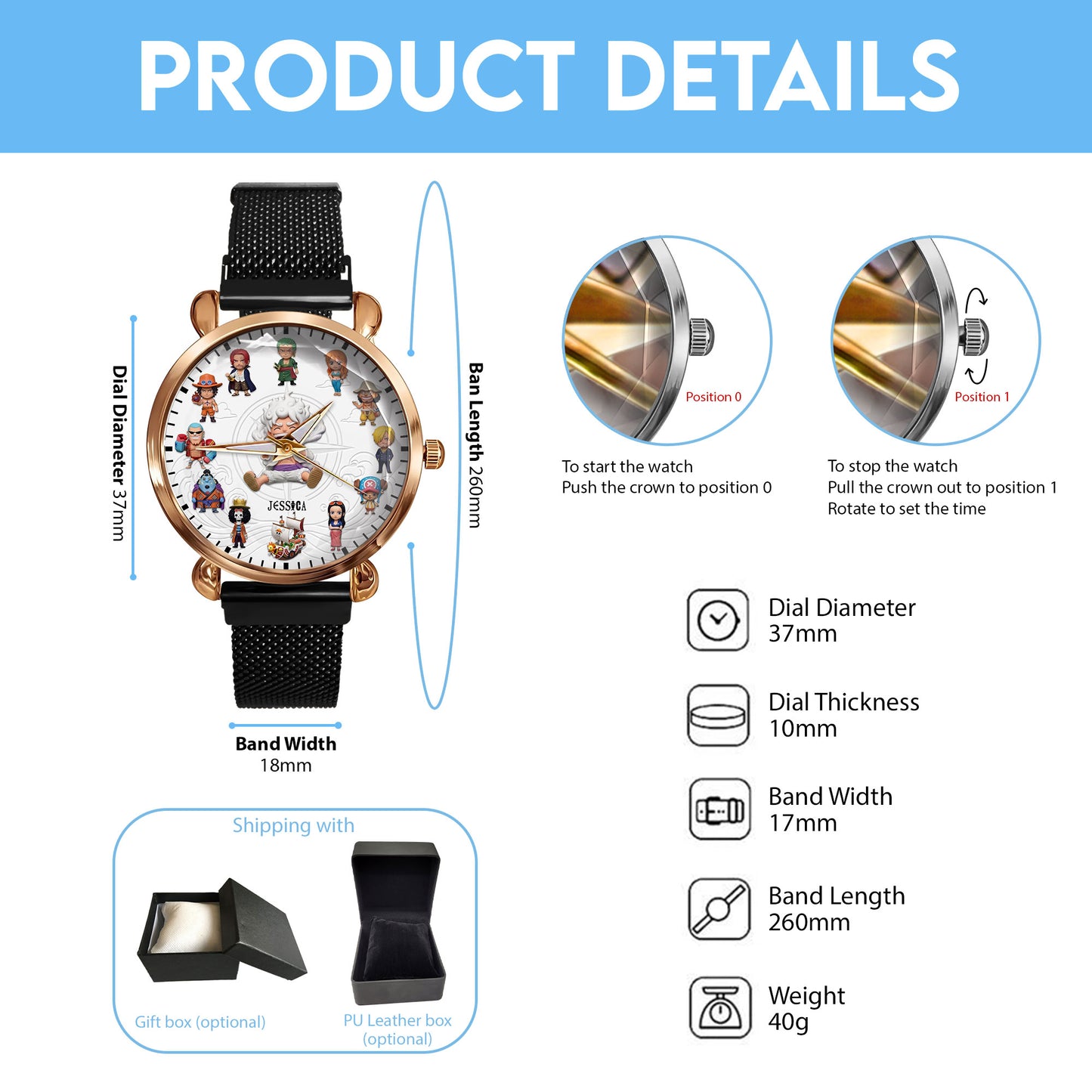 Sea Adventure - Personalized Pirate Anime Women Hand Watch