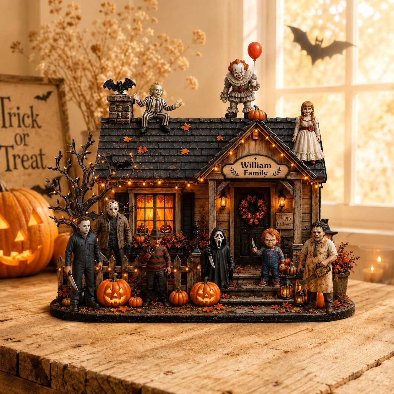 Classic Horror Characters Wooden Plaque - Personalized Halloween Home Decor