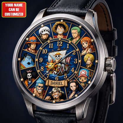 Personalized Pirate Crew Luxury Leather Strap Watch
